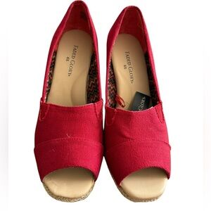 Faded Glory Red Espadrille Wedges | Size 6.5 | New| Peep toe